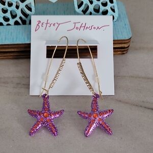 Betsey Johnson Purple and Orange Starfish Dangle Earrings